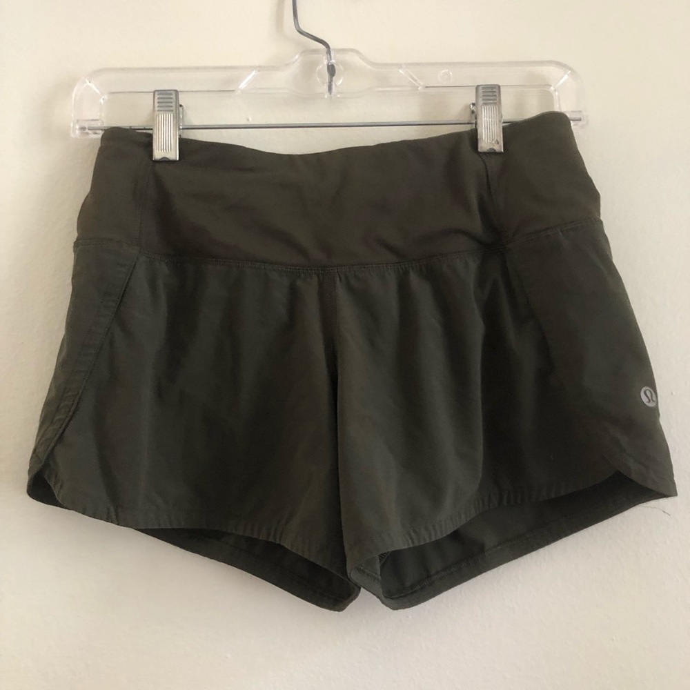 army green lululemon shorts